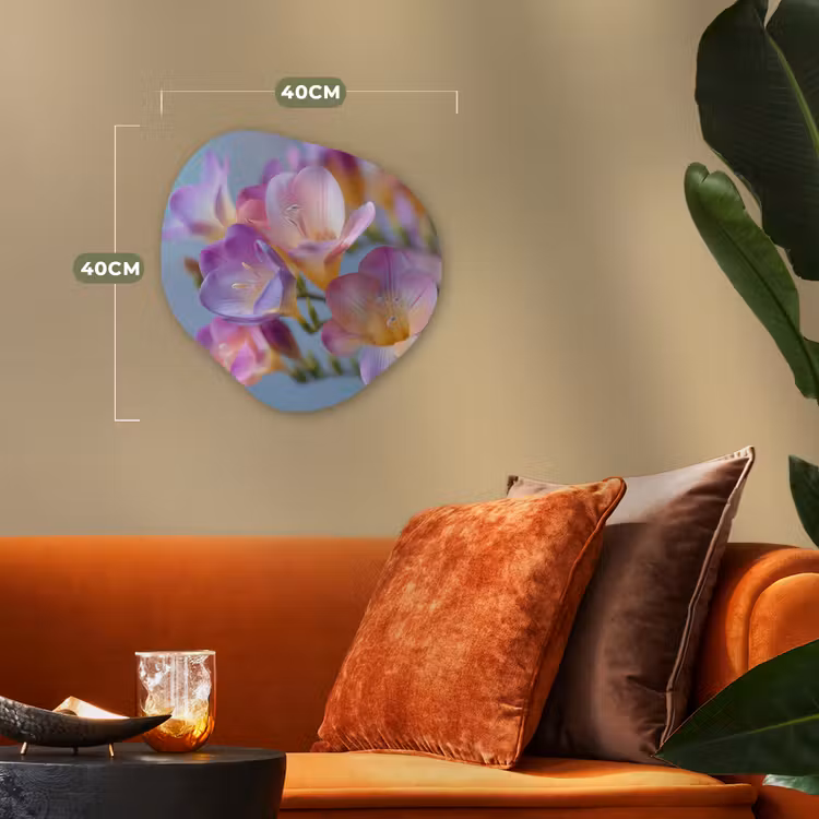 Bloemen - Paars - Overloop - Meeldraden Wandcirkel Organisch Forex 3mm klein -sfeer3