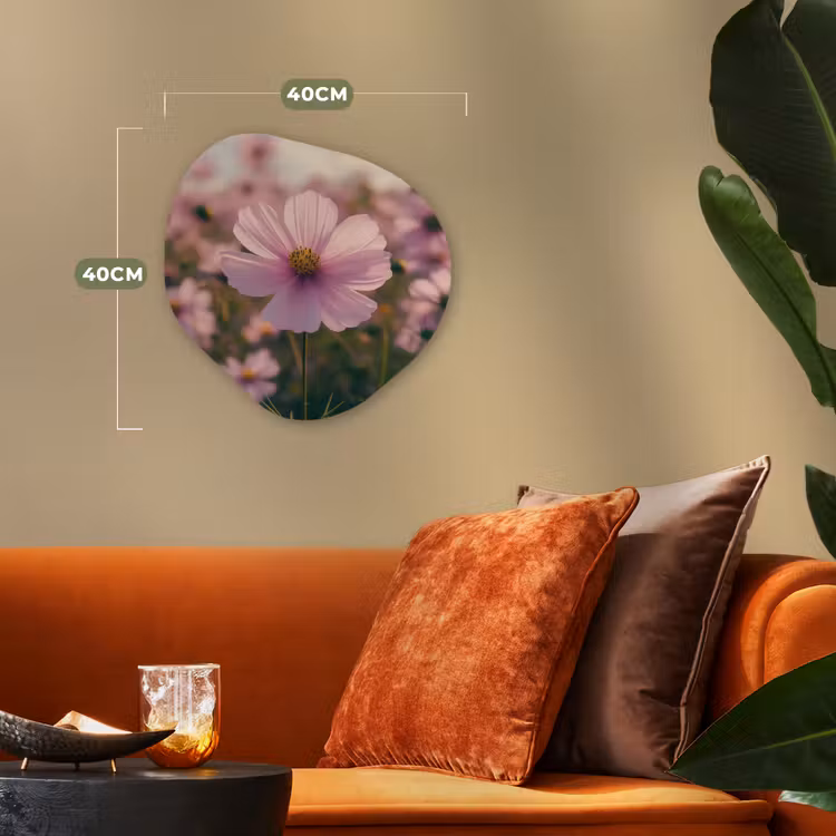 Bloemen - Paars - Wazig Wandcirkel Organisch Forex 3mm klein -sfeer3