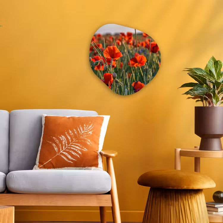 Bloemen - Klaprozen - Natuur - Rood Wandcirkel Organisch Forex 3mm klein -sfeer4