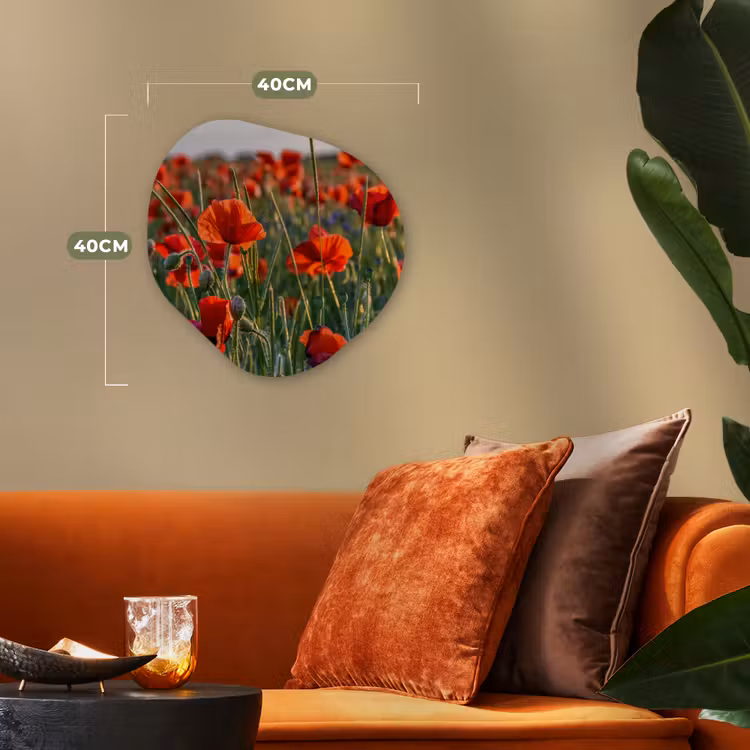 Bloemen - Klaprozen - Natuur - Rood Wandcirkel Organisch Forex 3mm klein -sfeer3