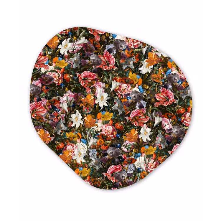 Bloemen - Vlinder - Design - Kunst - Abstract - Schilderij - Oude meesters Wandcirkel Organisch Forex 3mm klein -3d