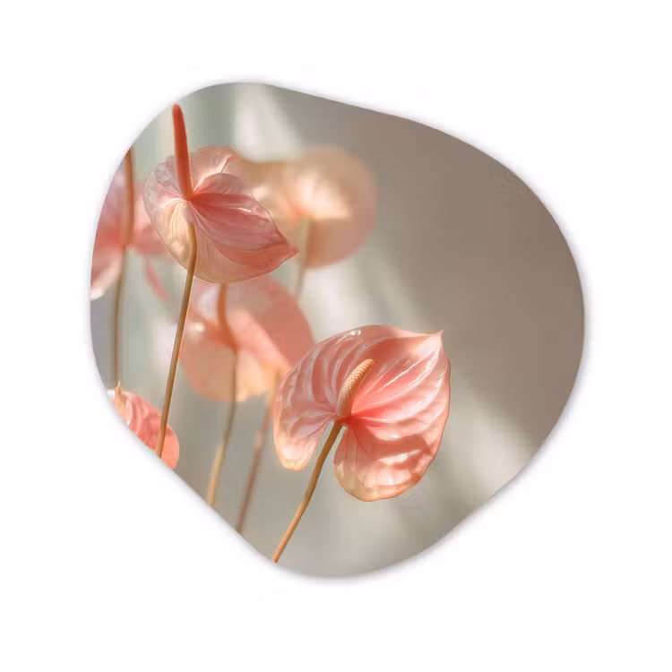 Bloemen - Stelen - Roze - Schaduw Wandcirkel Organisch Forex 3mm klein -3d