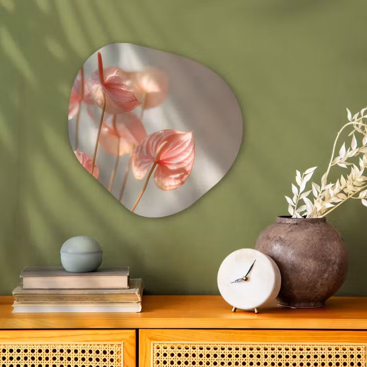 Bloemen - Stelen - Roze - Schaduw Wandcirkel Organisch Forex 3mm klein -sfeer2
