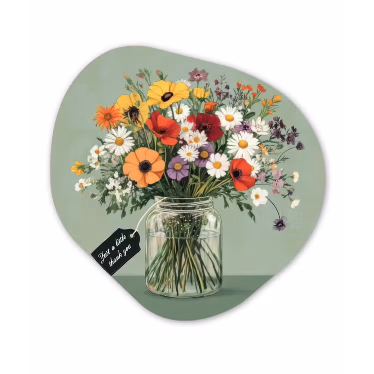 Bloemen - Vaas - Kaartje Wandcirkel Organisch Forex 3mm klein -3d