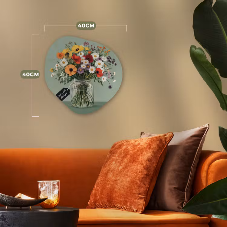 Bloemen - Vaas - Kaartje Wandcirkel Organisch Forex 3mm klein -sfeer3