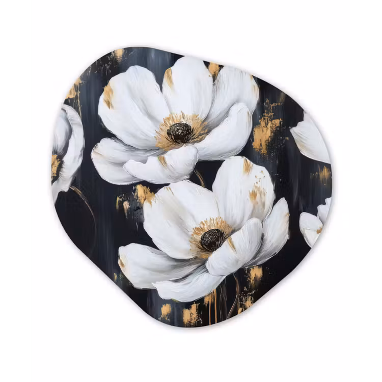 Bloemen - Wit - Abstract Wandcirkel Organisch Forex 3mm klein -3d