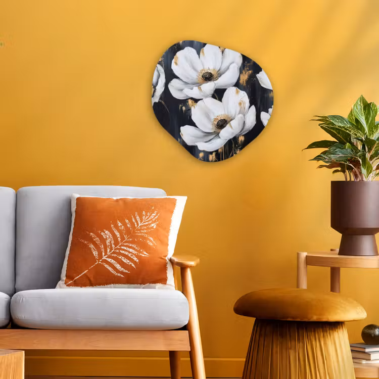 Bloemen - Wit - Abstract Wandcirkel Organisch Forex 3mm klein -sfeer4