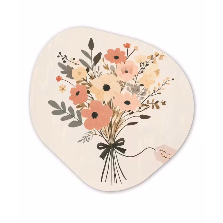 Bloemen - Quote - Beige - Lint Wandcirkel Organisch Forex 3mm klein -3d