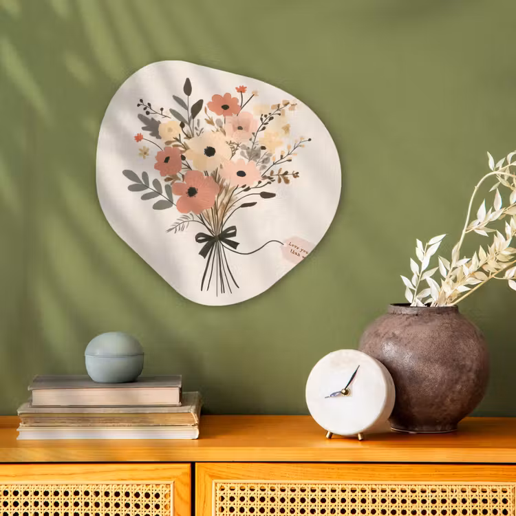 Bloemen - Quote - Beige - Lint Wandcirkel Organisch Forex 3mm klein -sfeer2
