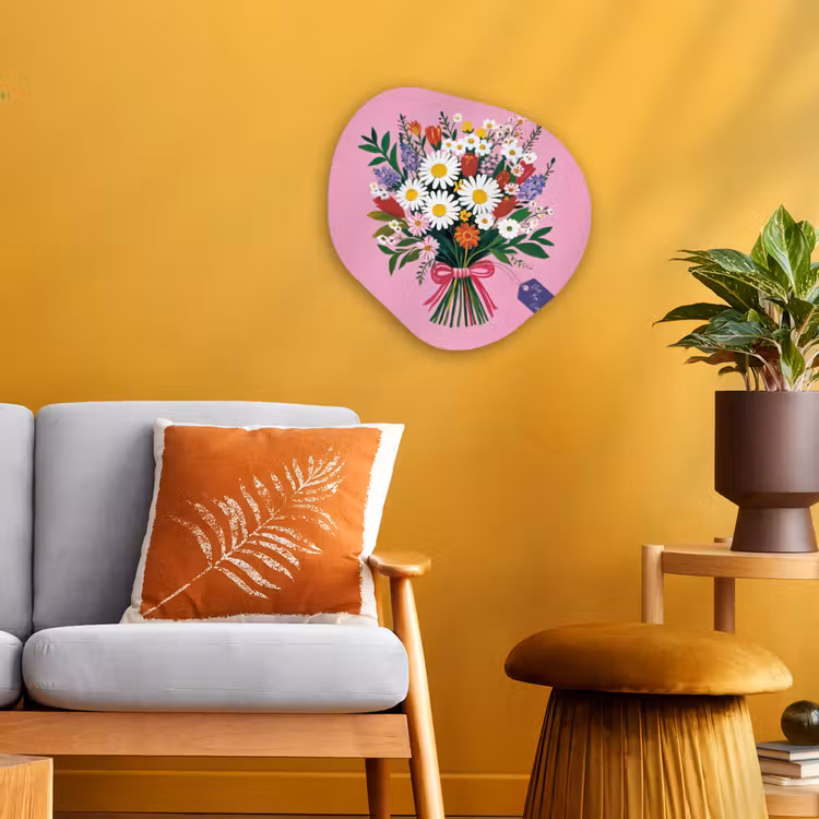 Bloemen - Quote - Kaartje - Kleurrijk Wandcirkel Organisch Forex 3mm klein -sfeer4