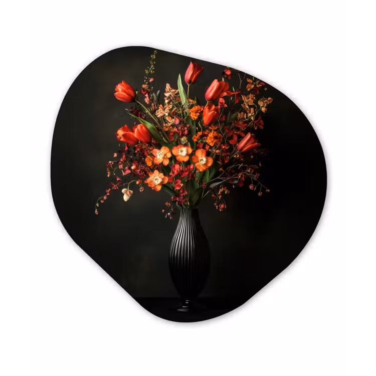 Bloemen - Takken - Boeket Wandcirkel Organisch Forex 3mm klein -3d
