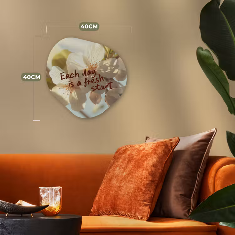 Bloesems - Zonlicht - Quote - Wit Wandcirkel Organisch Forex 3mm klein -sfeer3