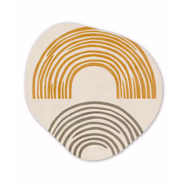 Bogen - Lijnen - Oranje - Minimalistisch Wandcirkel Organisch Forex 3mm klein -3d