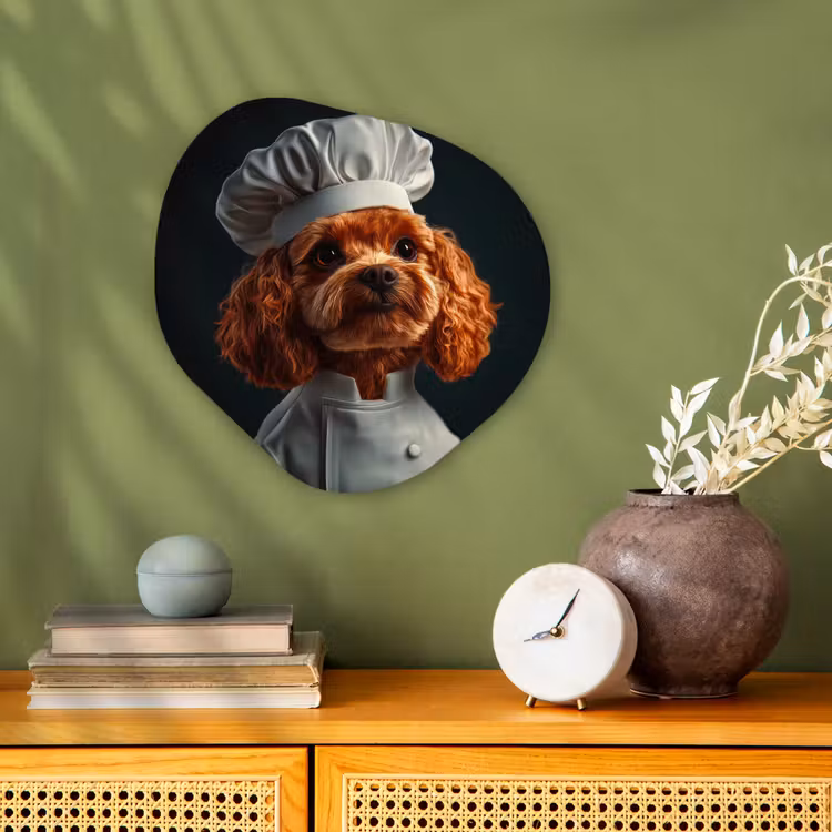 Bruin - Kok - Hondje Wandcirkel Organisch Forex 3mm klein -sfeer2