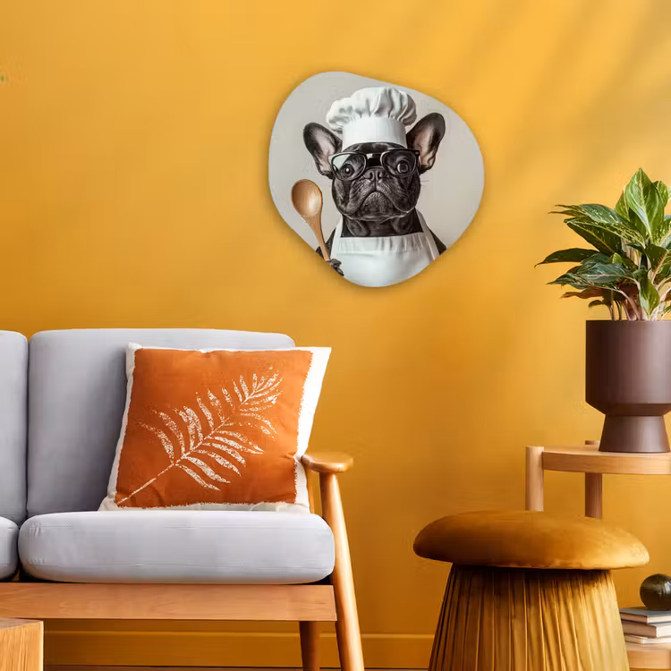 Bril - Hond - Kok Wandcirkel Organisch Forex 3mm klein -sfeer4