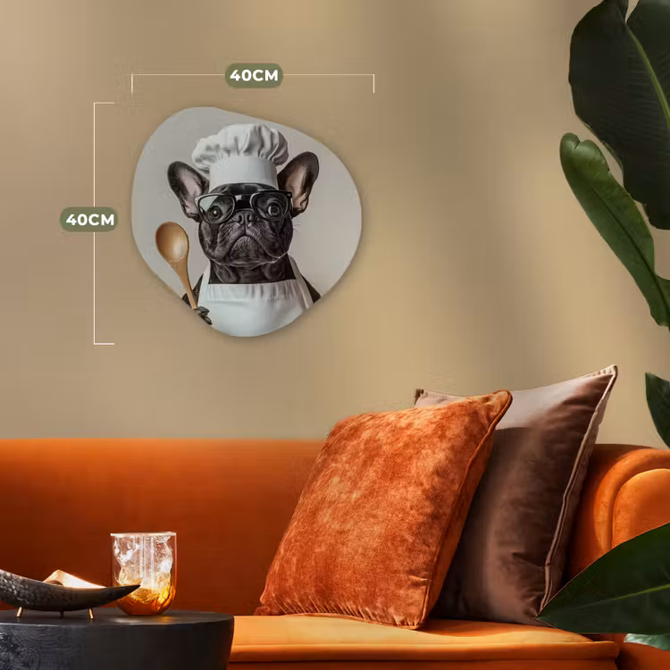 Bril - Hond - Kok Wandcirkel Organisch Forex 3mm klein -sfeer3