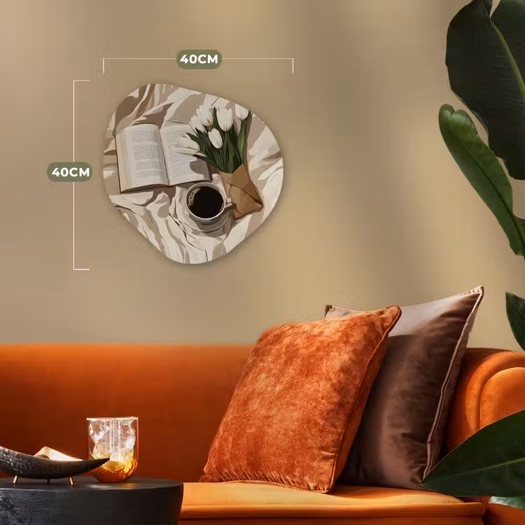 Boek - Illustratie - Tulpen - Koffie Wandcirkel Organisch Forex 3mm klein -sfeer3