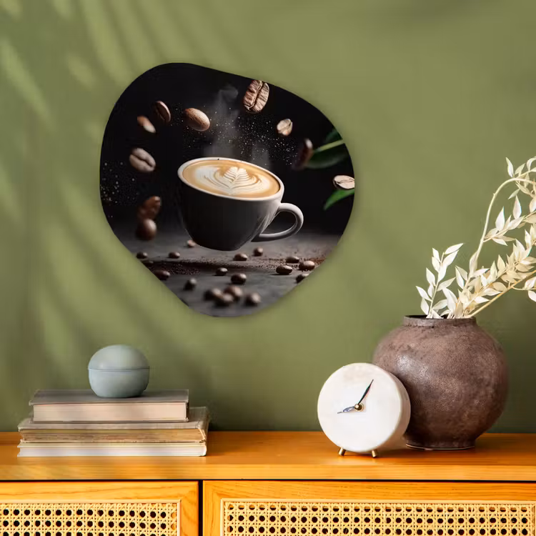 Cappuccino - Kop - Bonen - Bruin Wandcirkel Organisch Forex 3mm klein -sfeer2