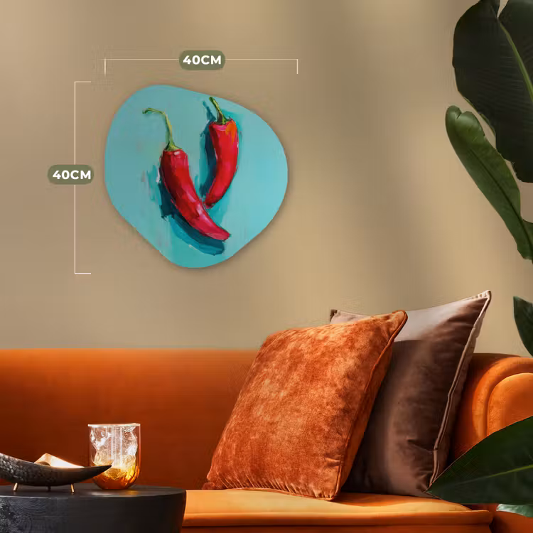 Chilipepers - Geverfd - Rood Wandcirkel Organisch Forex 3mm klein -sfeer3