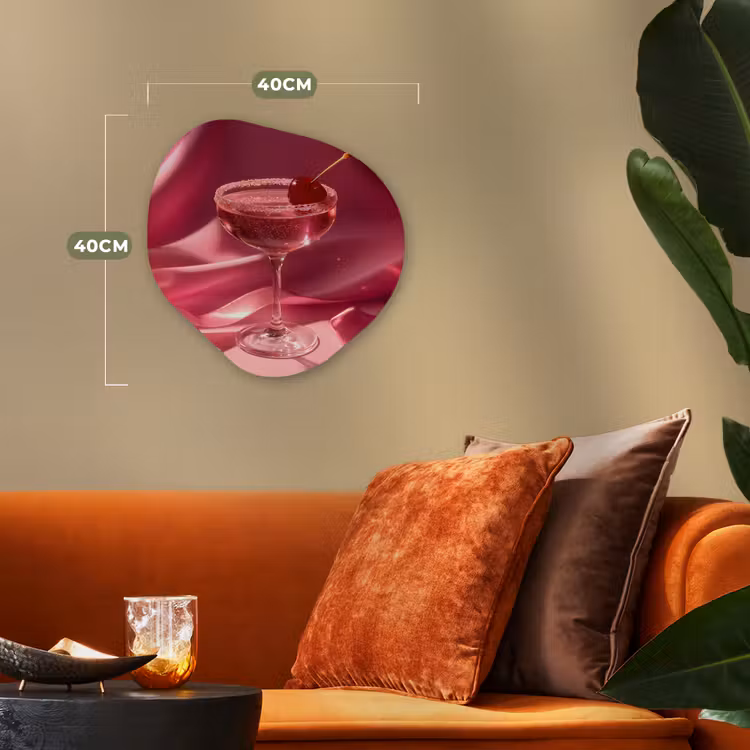 Cocktail - Pink - Luxe Wandcirkel Organisch Forex 3mm klein -sfeer3