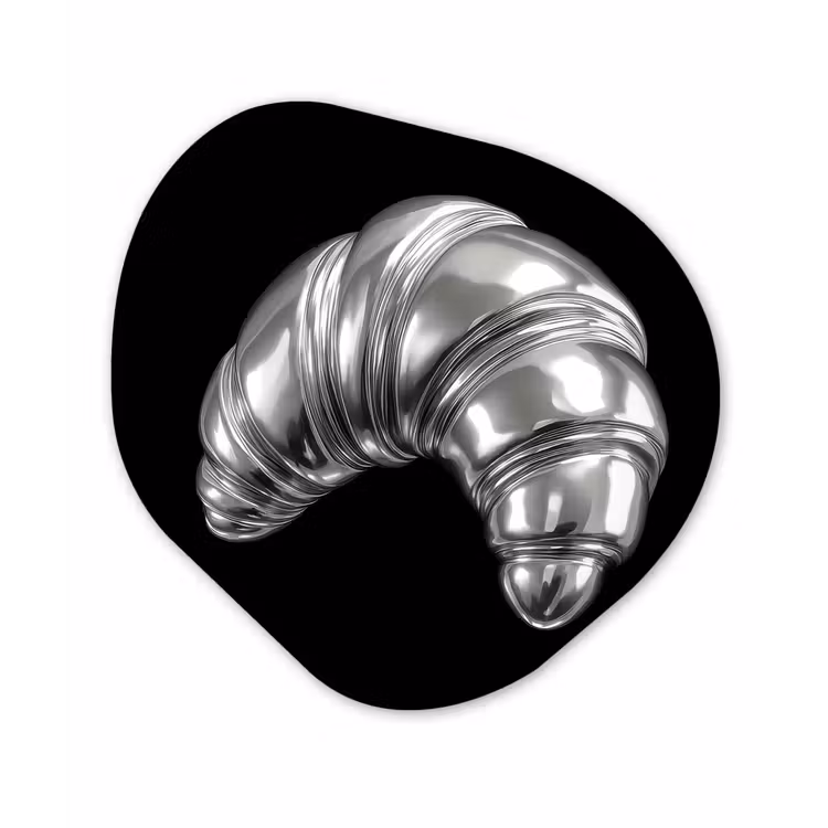 Croissant - Metaal - Zilver Wandcirkel Organisch Forex 3mm klein -3d