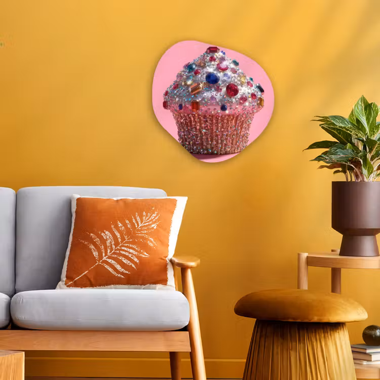 Cupcake - Kleurrijk - Edelstenen Wandcirkel Organisch Forex 3mm klein -sfeer4
