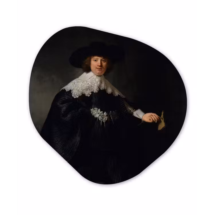 Het huwelijksportret van Marten Soolmans - Rembrandt van Rijn Wandcirkel Organisch Forex 3mm klein -3d