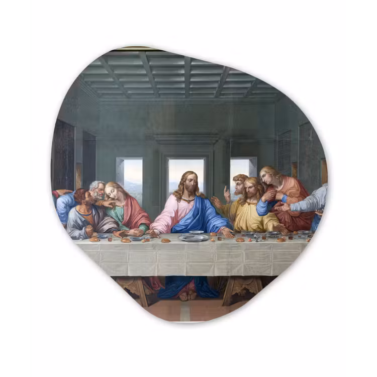 Het laatste avondmaal - Leonardo da Vinci Wandcirkel Organisch Forex 3mm klein -3d