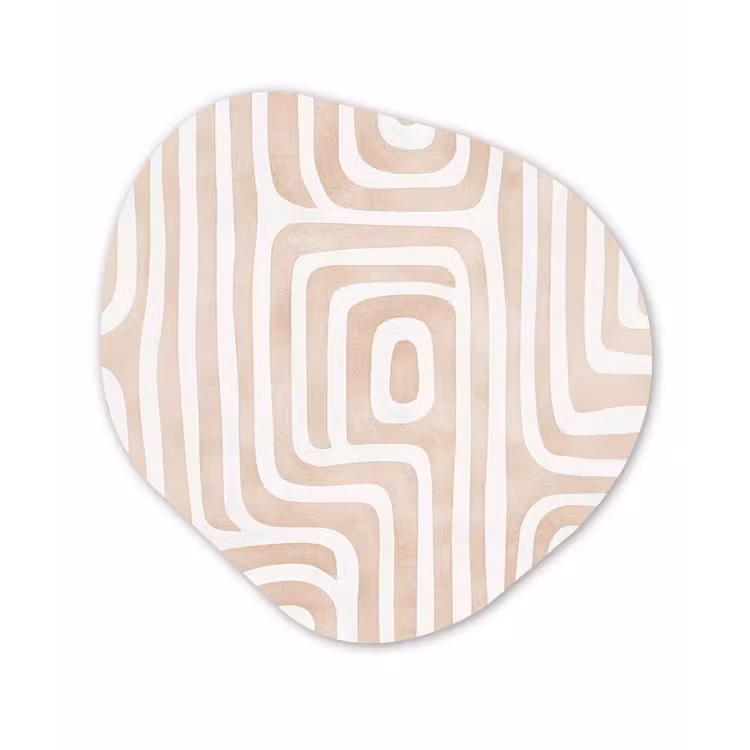 Decoratief - Labyrint - Beige Wandcirkel Organisch Forex 3mm klein -3d
