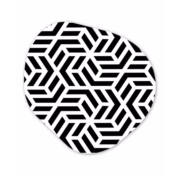 Design - Geometrie - Patroon - Zwart - Wit Wandcirkel Organisch Forex 3mm klein 629 -3d