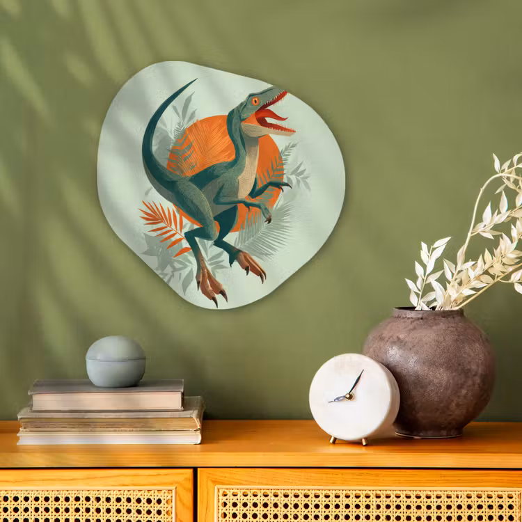 Dino - Bladeren - Grafisch - Groen Wandcirkel Organisch Forex 3mm klein -sfeer2