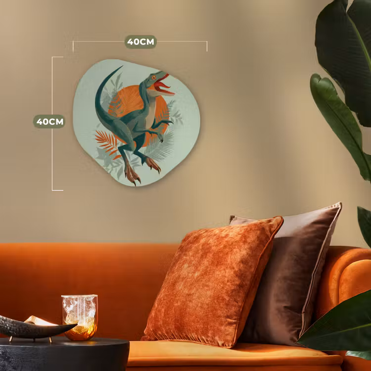 Dino - Bladeren - Grafisch - Groen Wandcirkel Organisch Forex 3mm klein -sfeer3