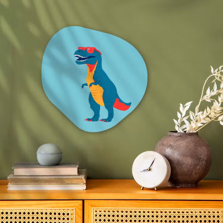 Dinosaurus - Blauw - Zonnebril Wandcirkel Organisch Forex 3mm klein -sfeer2