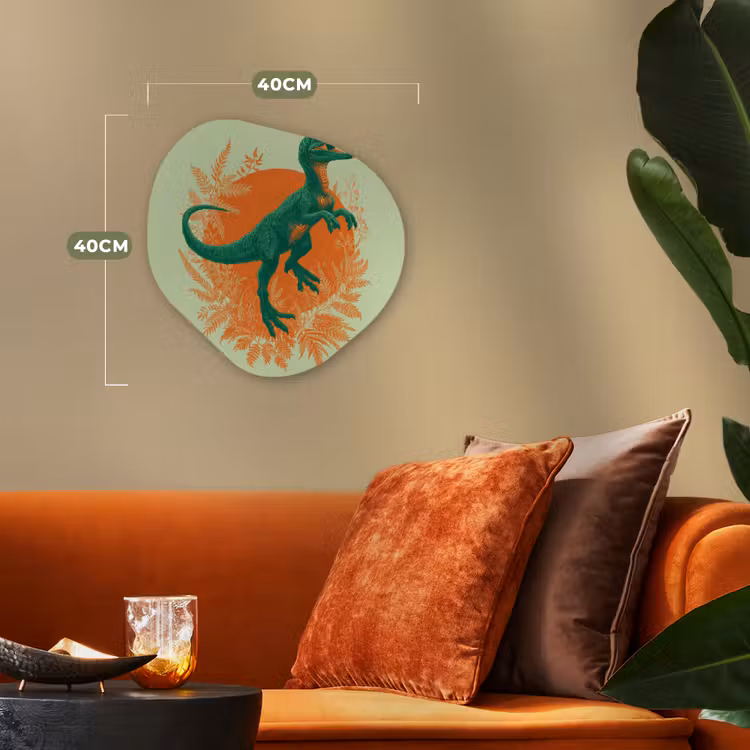 Dinosaurus - Groen - Planten - Cirkel Wandcirkel Organisch Forex 3mm klein -sfeer3