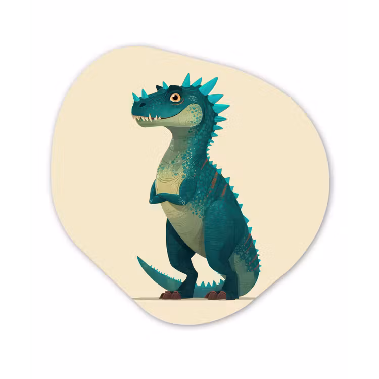 Dinosaurus - Turquoise - Stekels Wandcirkel Organisch Forex 3mm klein -3d