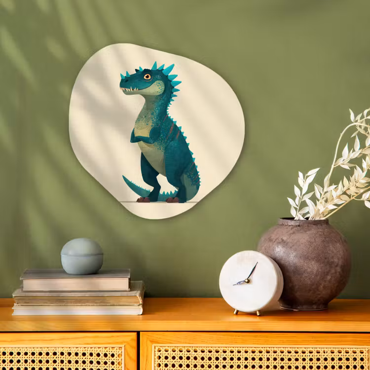 Dinosaurus - Turquoise - Stekels Wandcirkel Organisch Forex 3mm klein -sfeer2