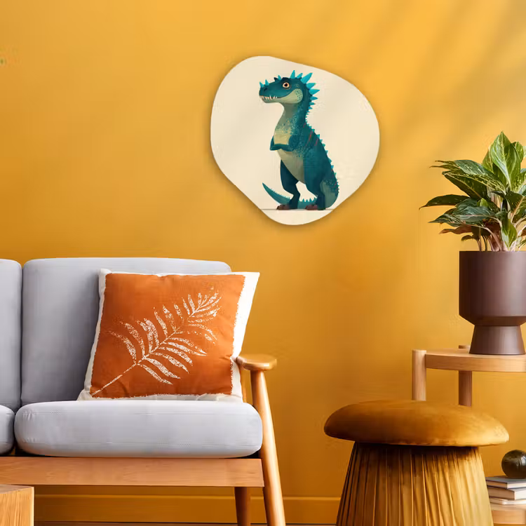 Dinosaurus - Turquoise - Stekels Wandcirkel Organisch Forex 3mm klein -sfeer4