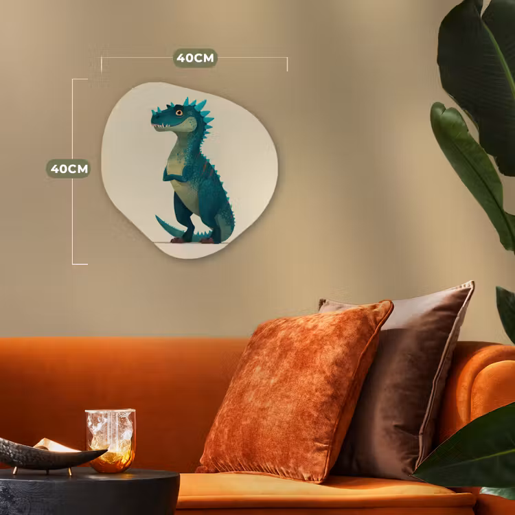 Dinosaurus - Turquoise - Stekels Wandcirkel Organisch Forex 3mm klein -sfeer3