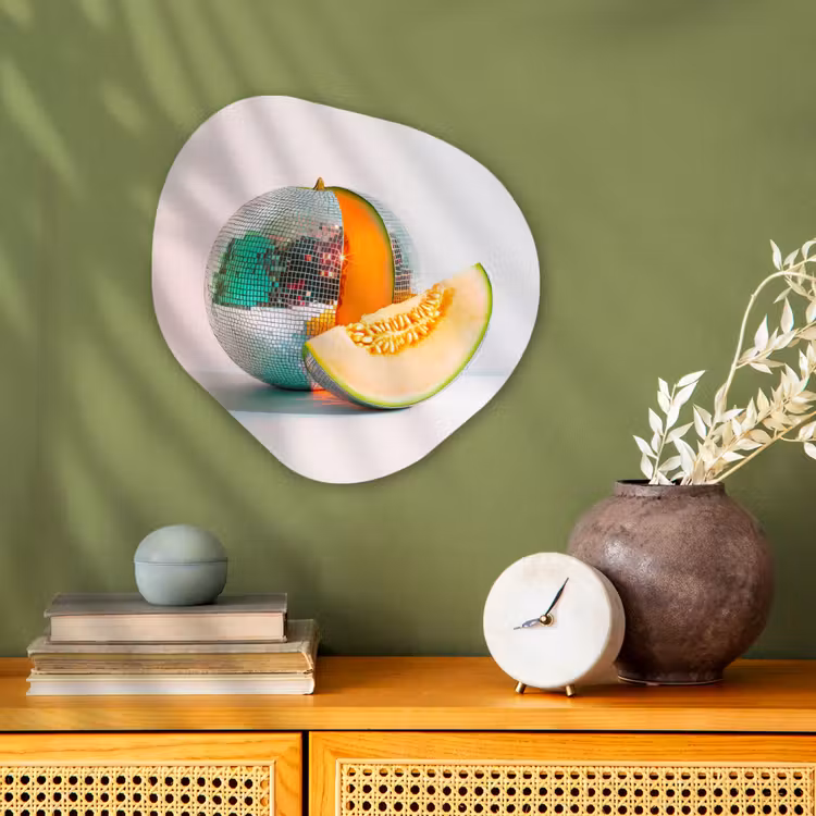 Disco - Discobal - Meloen - Pastel Wandcirkel Organisch Forex 3mm klein -sfeer2