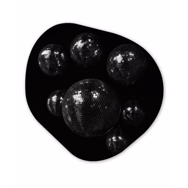 Discoballen - Minimalistisch - Zwart Wandcirkel Organisch Forex 3mm klein -3d
