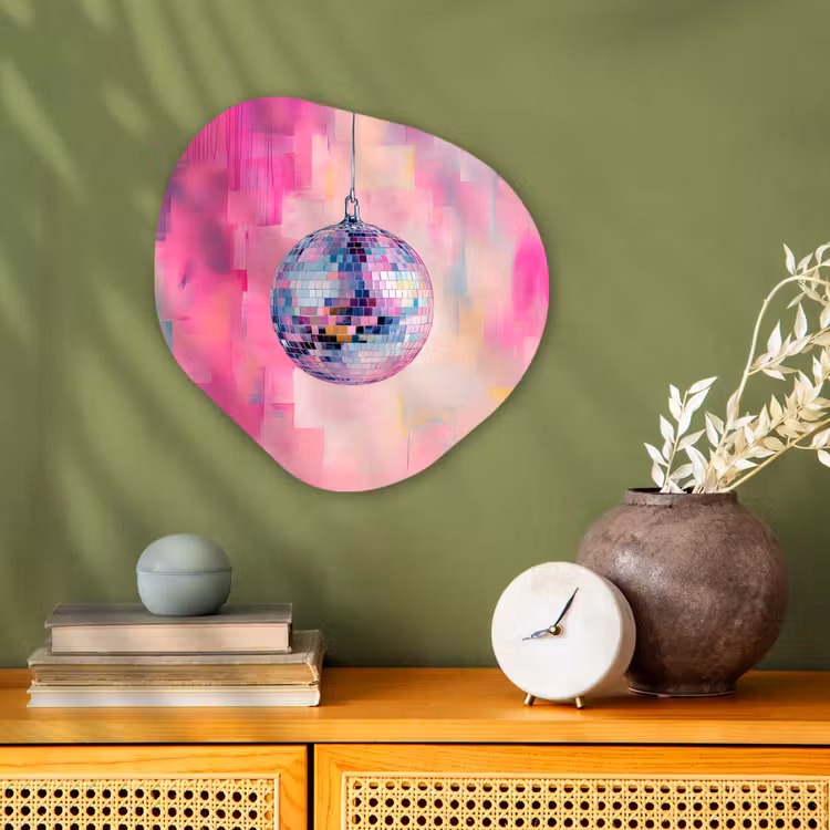 Discobal - Pink - Verf Wandcirkel Organisch Forex 3mm klein -sfeer2