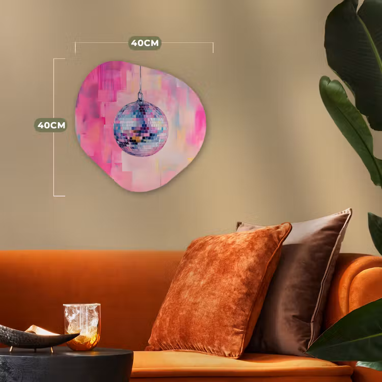 Discobal - Pink - Verf Wandcirkel Organisch Forex 3mm klein -sfeer3