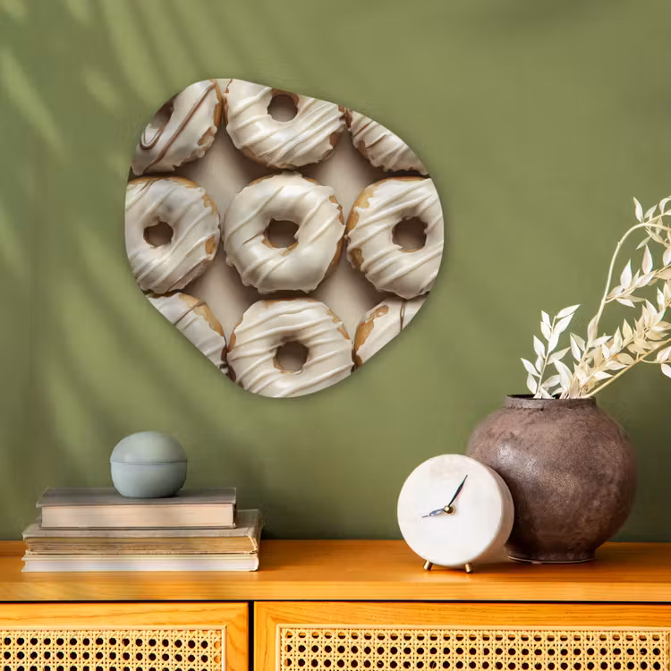 Donuts - Chocolade - Wit - Beige Wandcirkel Organisch Forex 3mm klein -sfeer2
