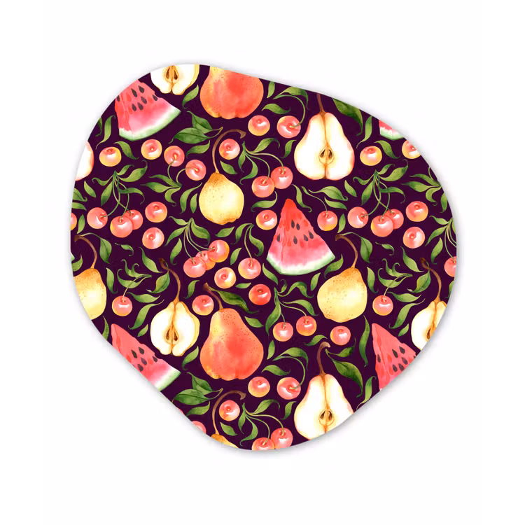 Donker - Bladeren - Fruit - Patroon Wandcirkel Organisch Forex 3mm klein 629 -3d