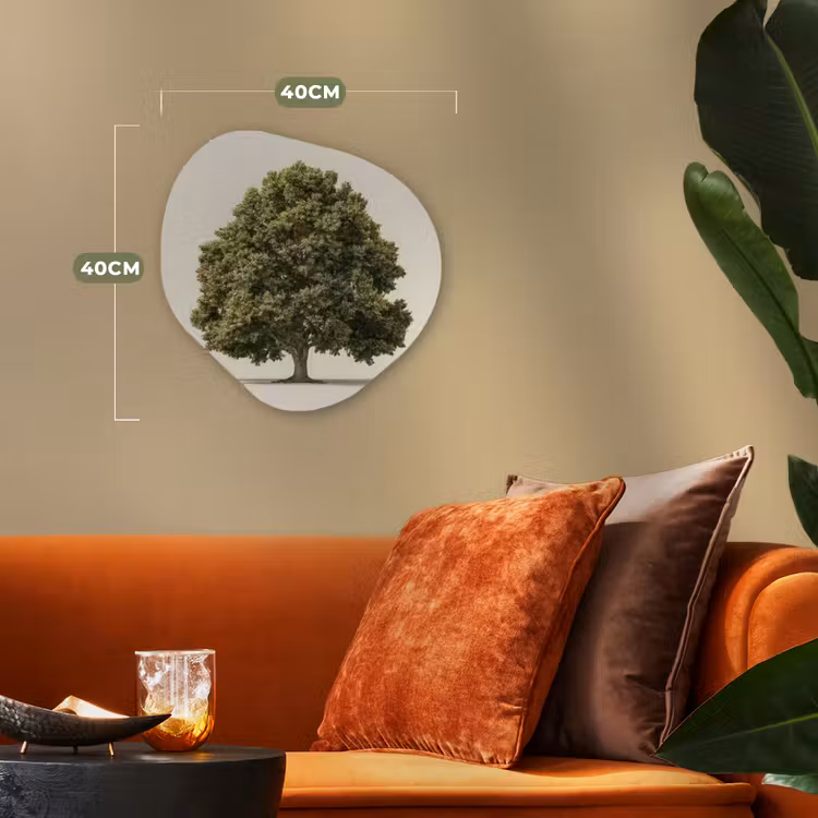 Eikenboom - Groen - Lichte achtergrond Wandcirkel Organisch Forex 3mm klein -sfeer3