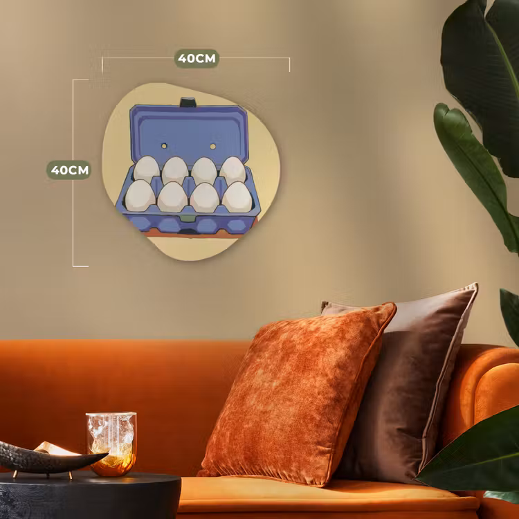 Eieren - Doos - Minimalistisch - Blauw Wandcirkel Organisch Forex 3mm klein -sfeer3