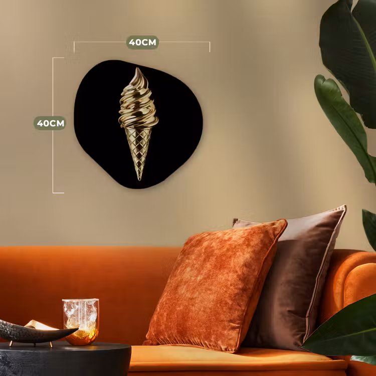 Ijs - Goud - Zwart - Eten Wandcirkel Organisch Forex 3mm klein -sfeer3