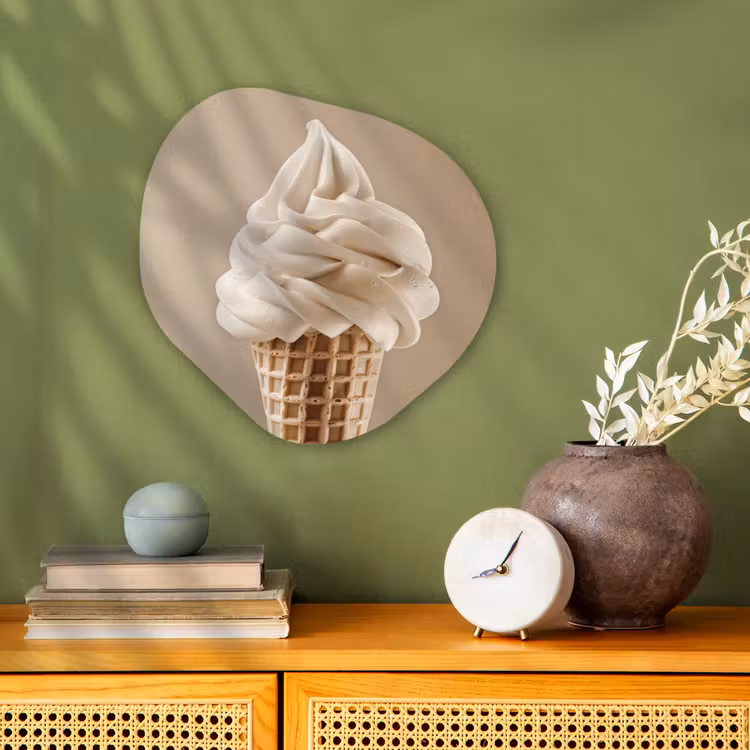IJs - Softijs - Romig - Hoorntje - Beige Wandcirkel Organisch Forex 3mm klein -sfeer2