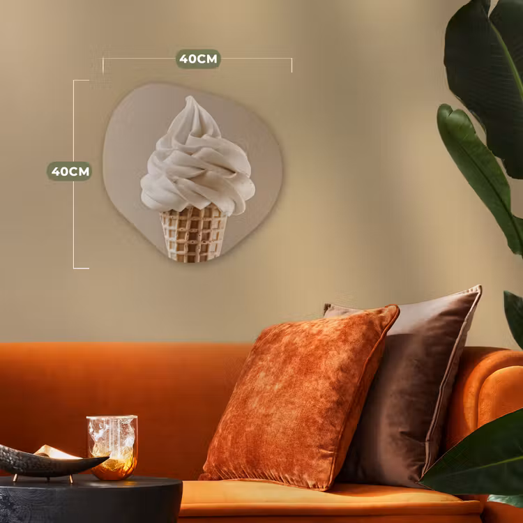 IJs - Softijs - Romig - Hoorntje - Beige Wandcirkel Organisch Forex 3mm klein -sfeer3
