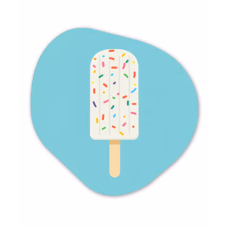 Ijsje - Stokje - Sprinkles - Lichtblauw Wandcirkel Organisch Forex 3mm klein -3d